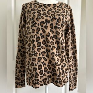 Cynthia Rowley 100% Cashmere Leopard Print Sweater Luxury Edgy Extra Large